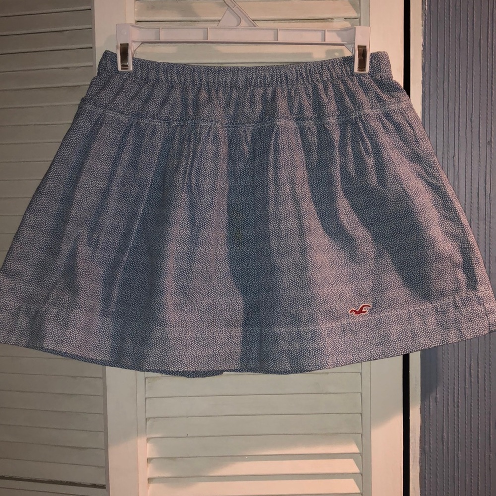 Hollister Blue with White Polka Dots Skater Skirt